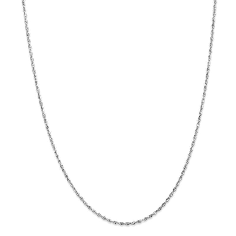 Quality Gold 14K White Gold 10 Inch 1.85mm Diamond-cut Quadruple Rope Lobster Clasp Chain
