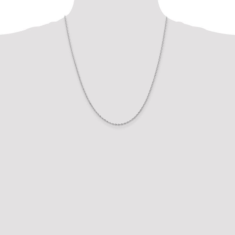 Quality Gold 14K White Gold 10 Inch 1.85mm Diamond-cut Quadruple Rope Lobster Clasp Chain