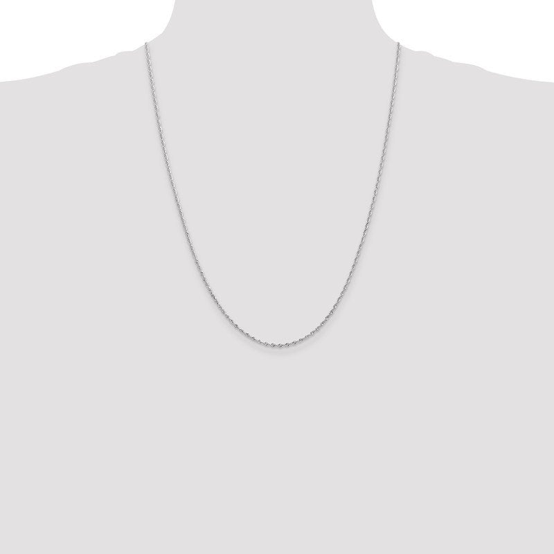 Quality Gold 14K White Gold 10 Inch 1.85mm Diamond-cut Quadruple Rope Lobster Clasp Chain