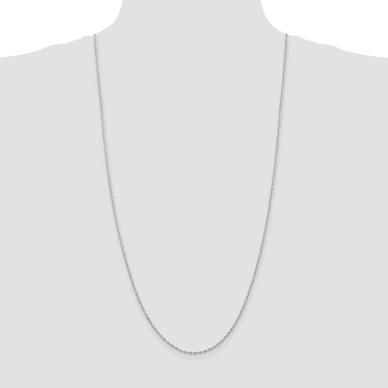 Quality Gold 14K White Gold 10 Inch 1.85mm Diamond-cut Quadruple Rope Lobster Clasp Chain