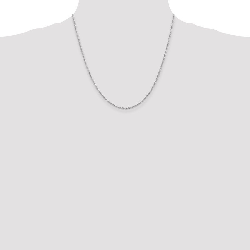 Quality Gold 14K White Gold 10 Inch 1.85mm Diamond-cut Quadruple Rope Lobster Clasp Chain