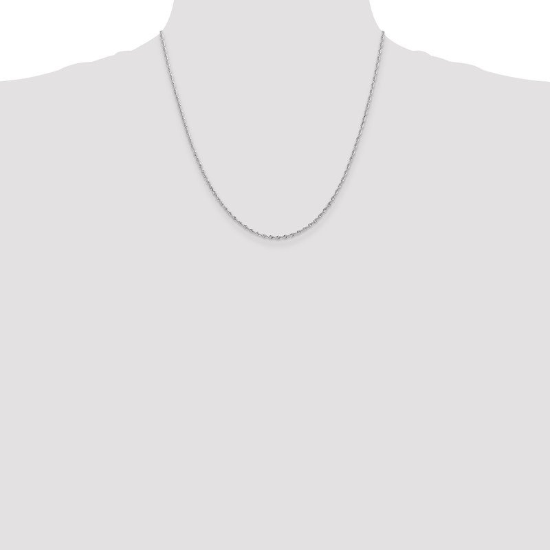 Quality Gold 14K White Gold 10 Inch 1.85mm Diamond-cut Quadruple Rope Lobster Clasp Chain