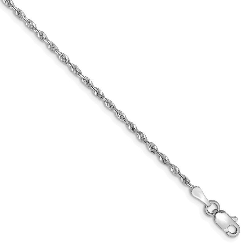 Quality Gold 14K White Gold 10 Inch 1.85mm Diamond-cut Quadruple Rope Lobster Clasp Chain