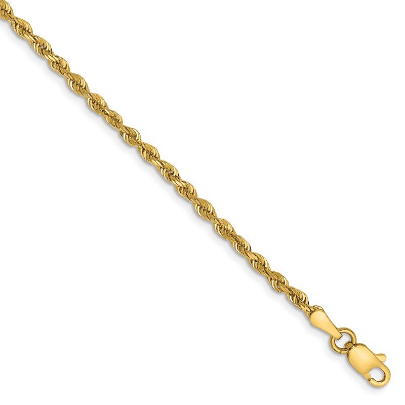 Quality Gold 14K 10 Inch 2.25mm Diamond-cut Quadruple Rope Lobster Clasp Anklet