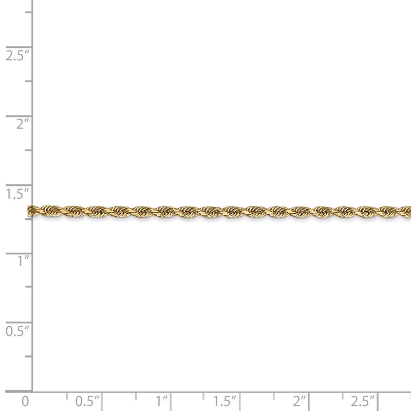 Quality Gold 14K 10 Inch 2.25mm Diamond-cut Quadruple Rope Lobster Clasp Anklet