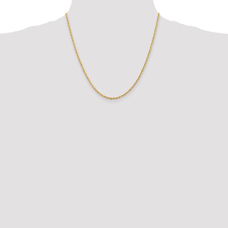 Quality Gold 14K 10 Inch 2.25mm Diamond-cut Quadruple Rope Lobster Clasp Anklet