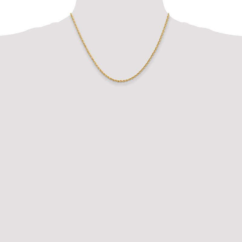 Quality Gold 14K 10 Inch 2.25mm Diamond-cut Quadruple Rope Lobster Clasp Anklet