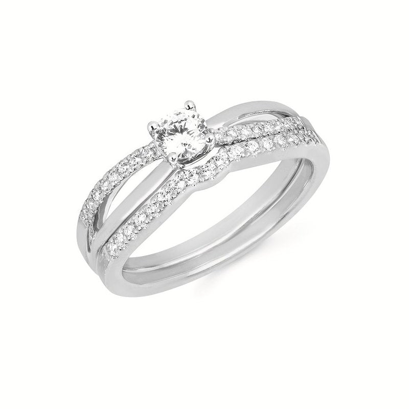 Ostbye Modern: .08 Ctw. Diamond Semi Mount Shown with 1/4 Round Center Diamond in 14K Gold