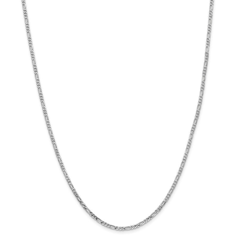 Quality Gold 14K White Gold 10 inch 2.25mm Flat Figaro with Lobster Clasp Anklet