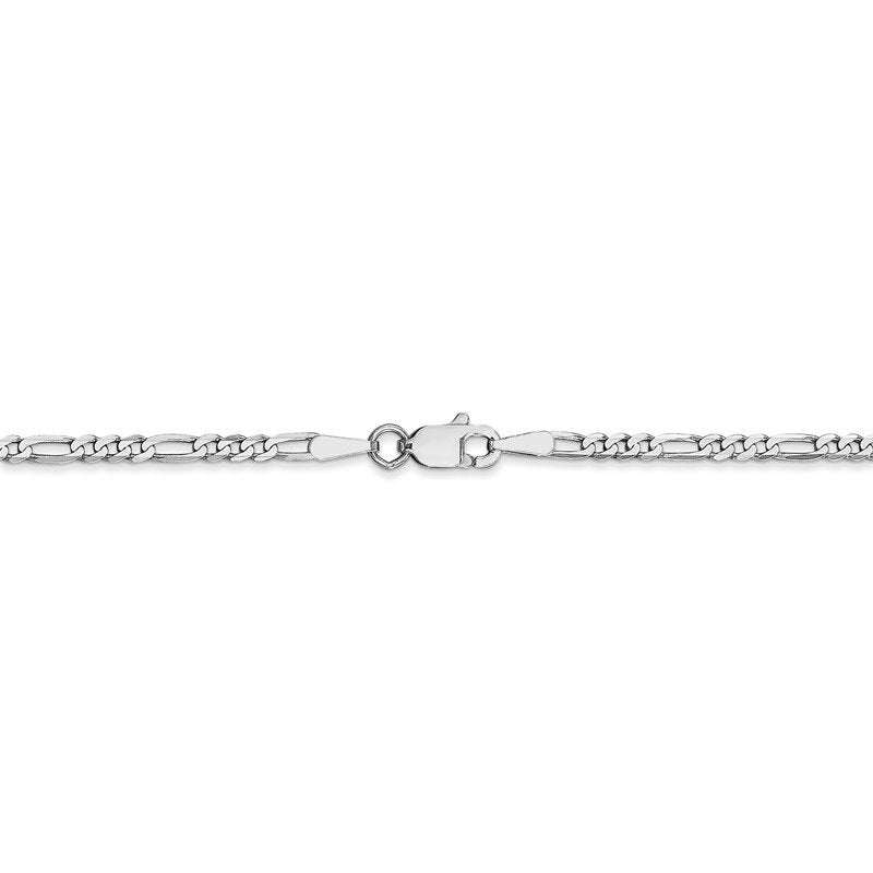 Quality Gold 14K White Gold 10 inch 2.25mm Flat Figaro with Lobster Clasp Anklet