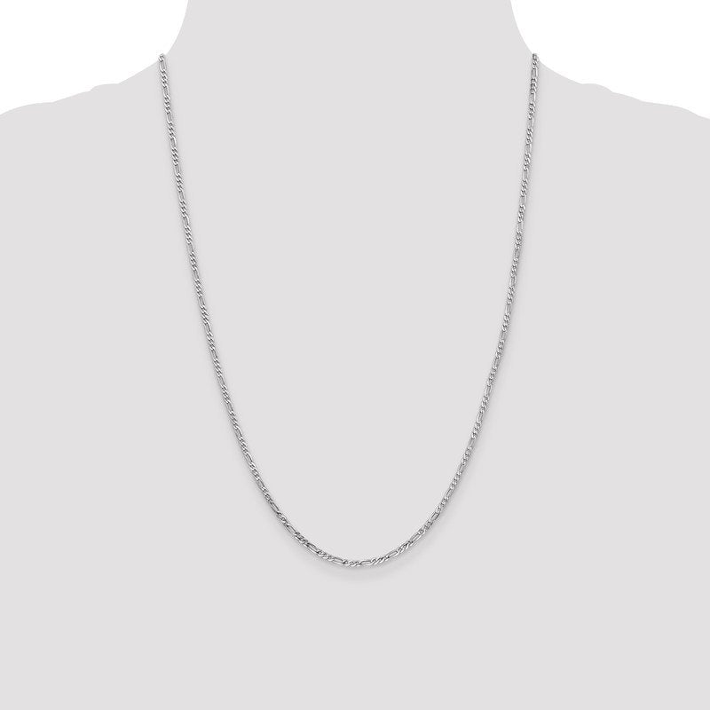 Quality Gold 14K White Gold 10 inch 2.25mm Flat Figaro with Lobster Clasp Anklet