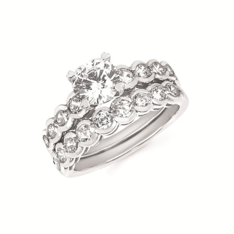 Ostbye Modern Bridal: 1/2 Ctw. Diamond Semi Mount shown with 1 Ct. Round Center Diamond in 14K Gold
