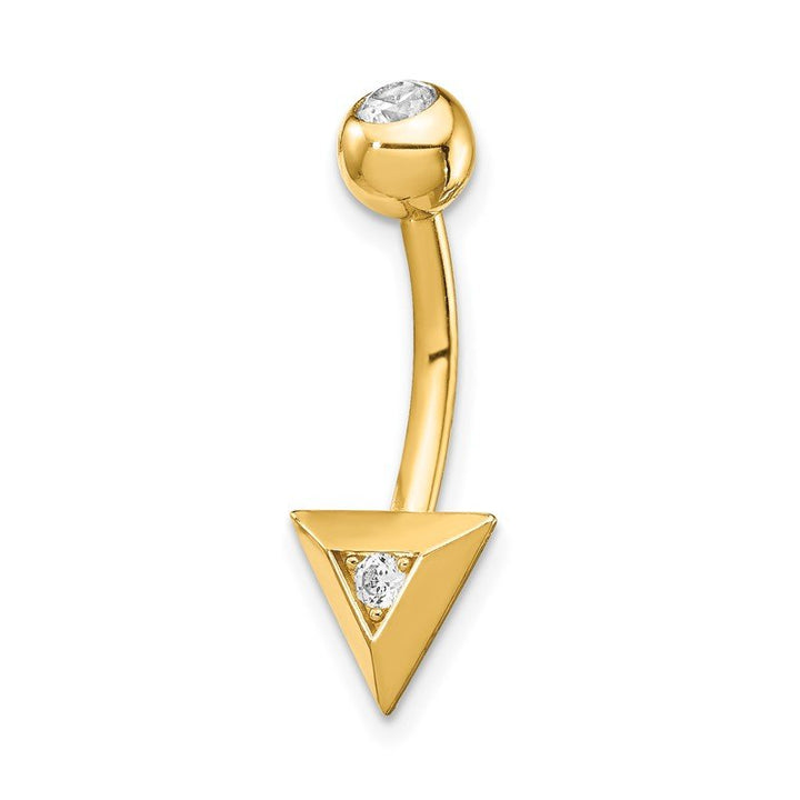 Quality Gold 14k 14 Gauge Triangle CZ Belly Ring