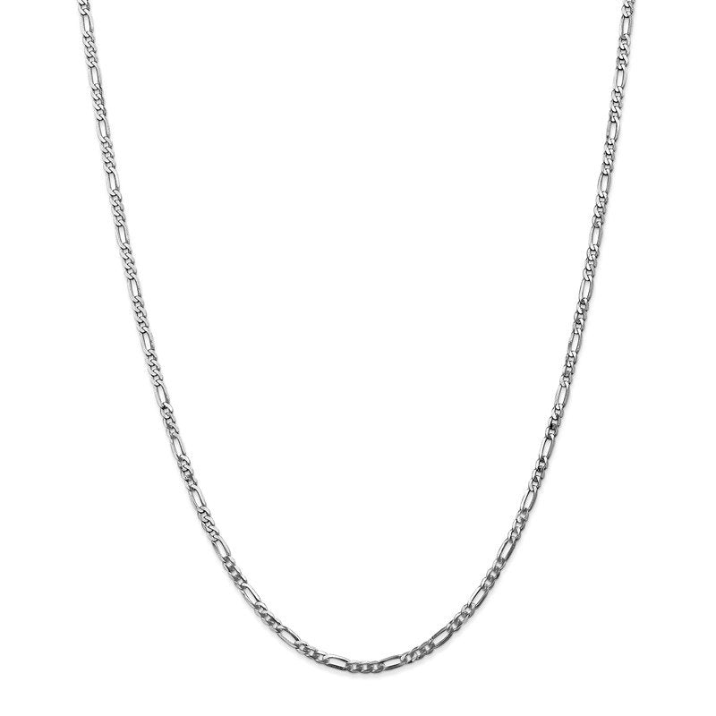 Quality Gold 14K White Gold 10 inch 2.75mm Flat Figaro with Lobster Clasp Anklet