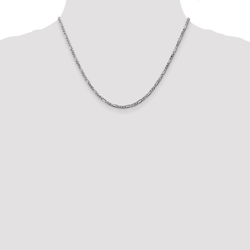 Quality Gold 14K White Gold 10 inch 2.75mm Flat Figaro with Lobster Clasp Anklet