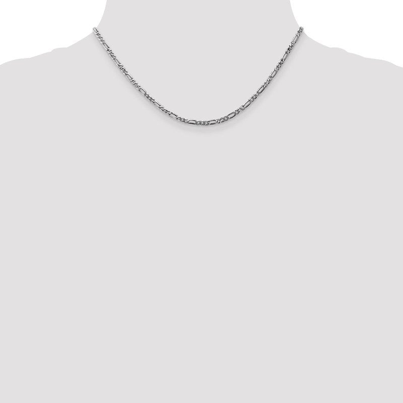 Quality Gold 14K White Gold 10 inch 2.75mm Flat Figaro with Lobster Clasp Anklet