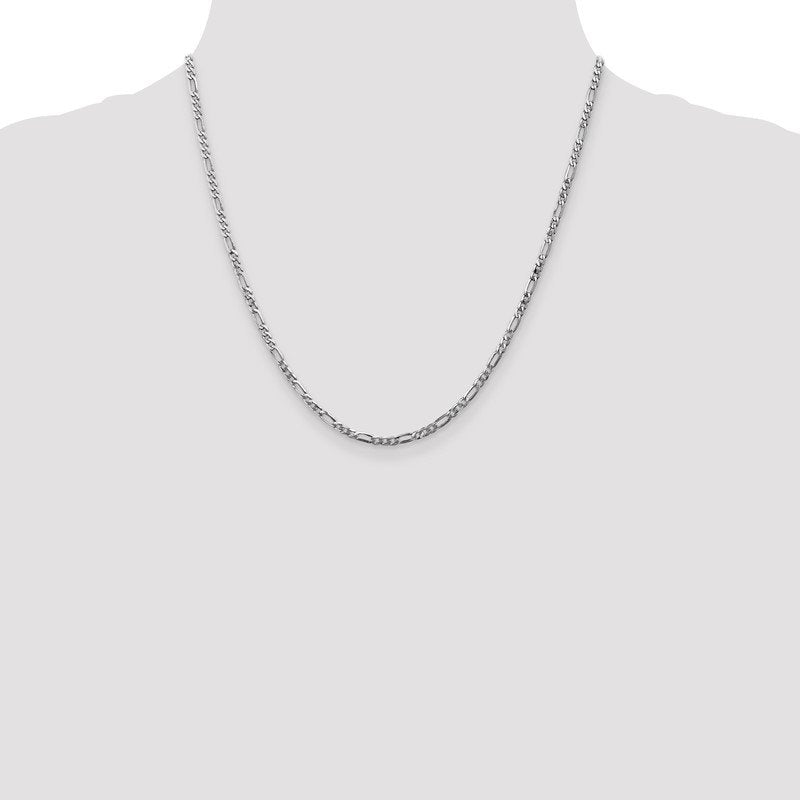 Quality Gold 14K White Gold 10 inch 2.75mm Flat Figaro with Lobster Clasp Anklet