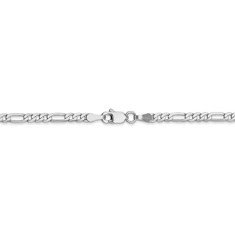 Quality Gold 14K White Gold 10 inch 2.75mm Flat Figaro with Lobster Clasp Anklet