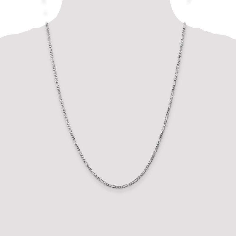 Quality Gold 14K White Gold 10 inch 2.75mm Flat Figaro with Lobster Clasp Anklet