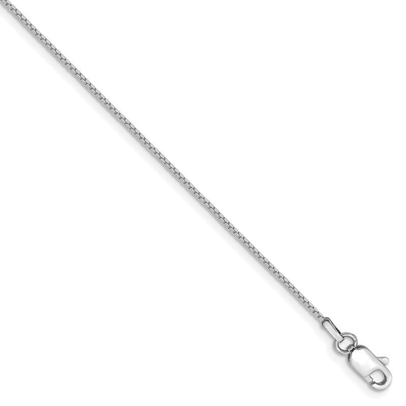 Quality Gold 14K White Gold 9 inch .9mm Box with Lobster Clasp Anklet