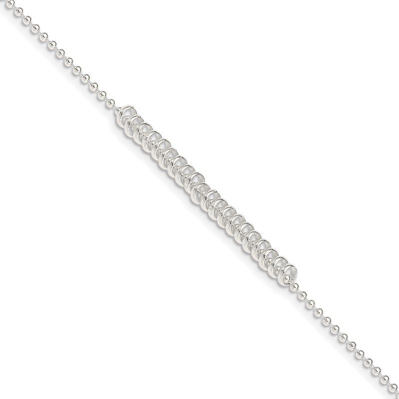 Quality Gold Sterling Silver 10inch Polished Fancy Love Ring Anklet