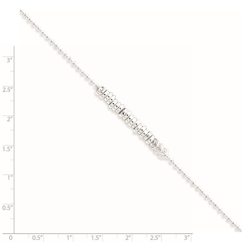 Quality Gold Sterling Silver 10inch Polished Fancy Love Ring Anklet