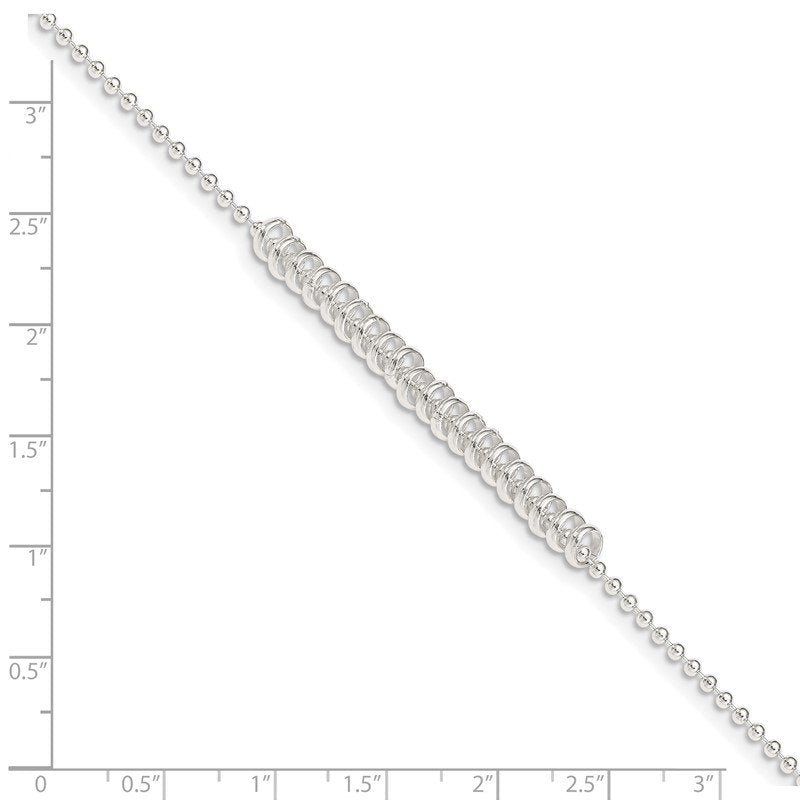 Quality Gold Sterling Silver 10inch Polished Fancy Love Ring Anklet