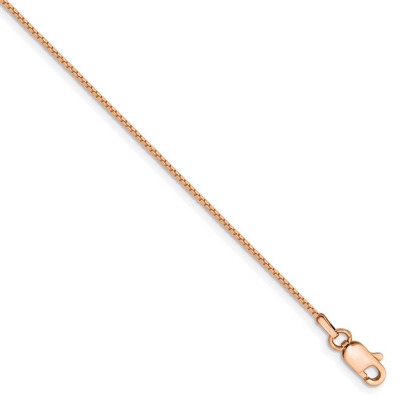 Quality Gold 14K Rose Gold 10 inch .9mm Box Link with Lobster Clasp Chain Anklet