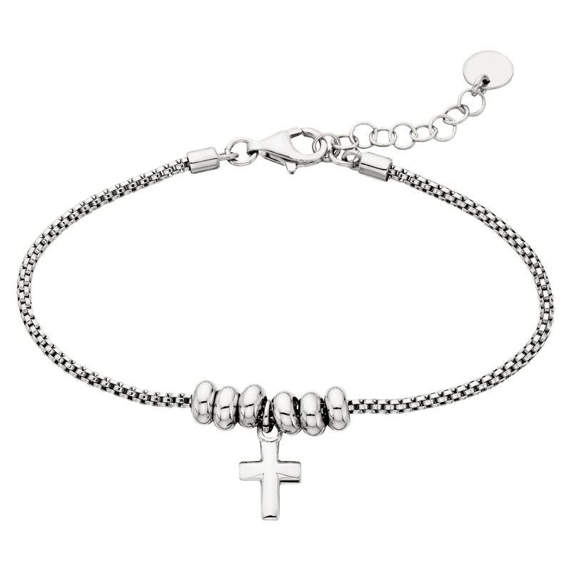 Berco Jewelry Bead Bracelet with Cross Dangl