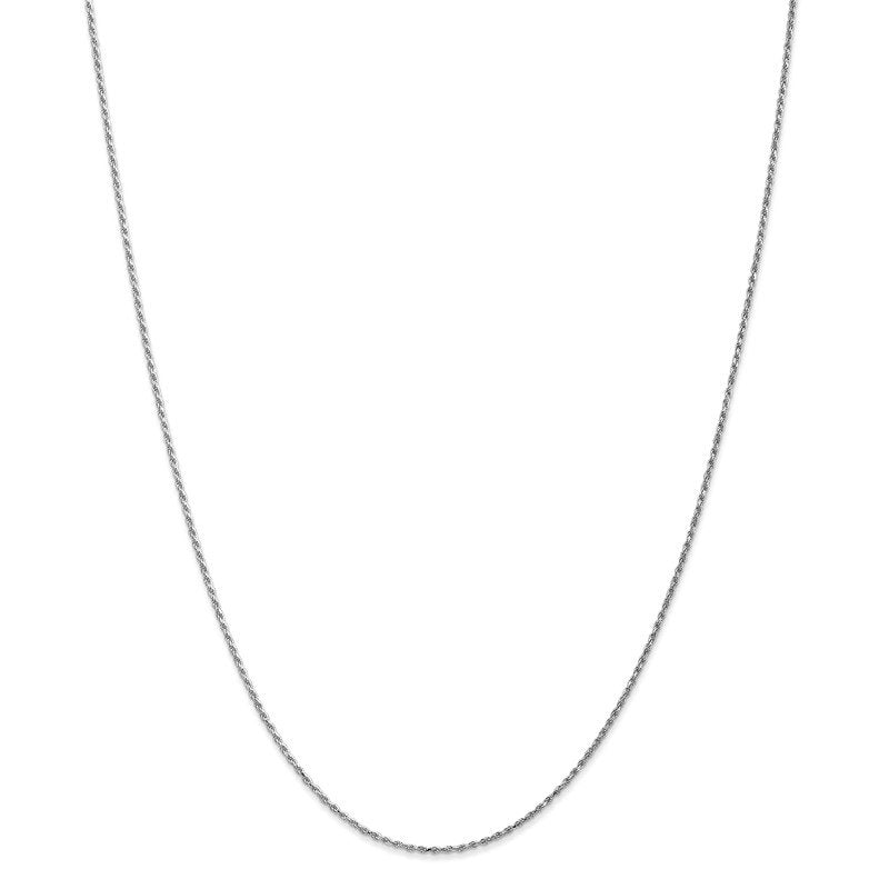 Quality Gold 14K White Gold 9 inch 1.15mm Diamond-cut Machine Made Rope with Lobster Clasp Chain Anklet