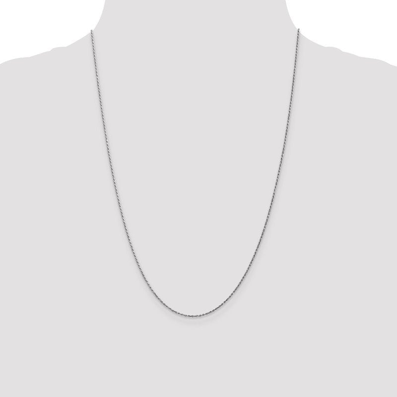 Quality Gold 14K White Gold 9 inch 1.15mm Diamond-cut Machine Made Rope with Lobster Clasp Chain Anklet