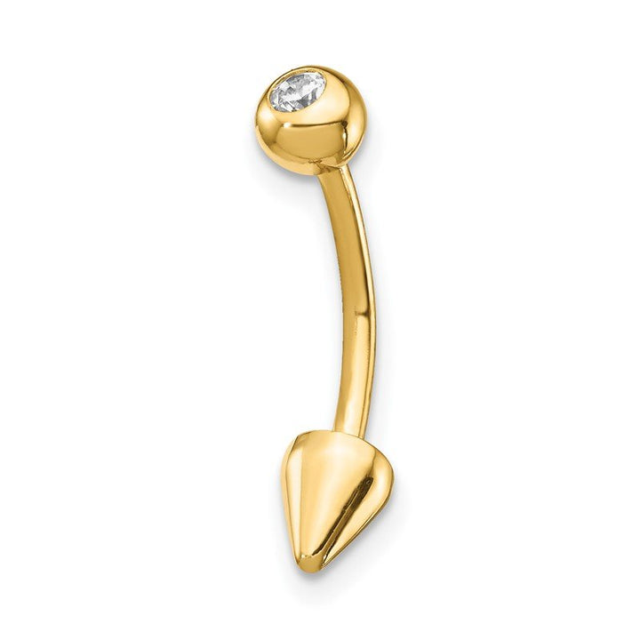 Quality Gold 14k 16 Gauge CZ Cone Belly Ring