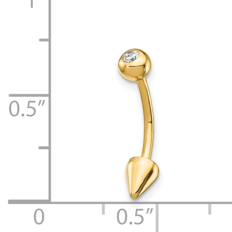 Quality Gold 14k 16 Gauge CZ Cone Belly Ring