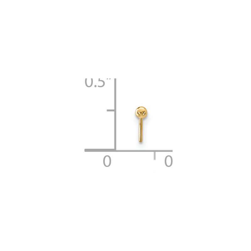 Quality Gold 14k 22 Gauge Polished 2mm Ball Nose Stud