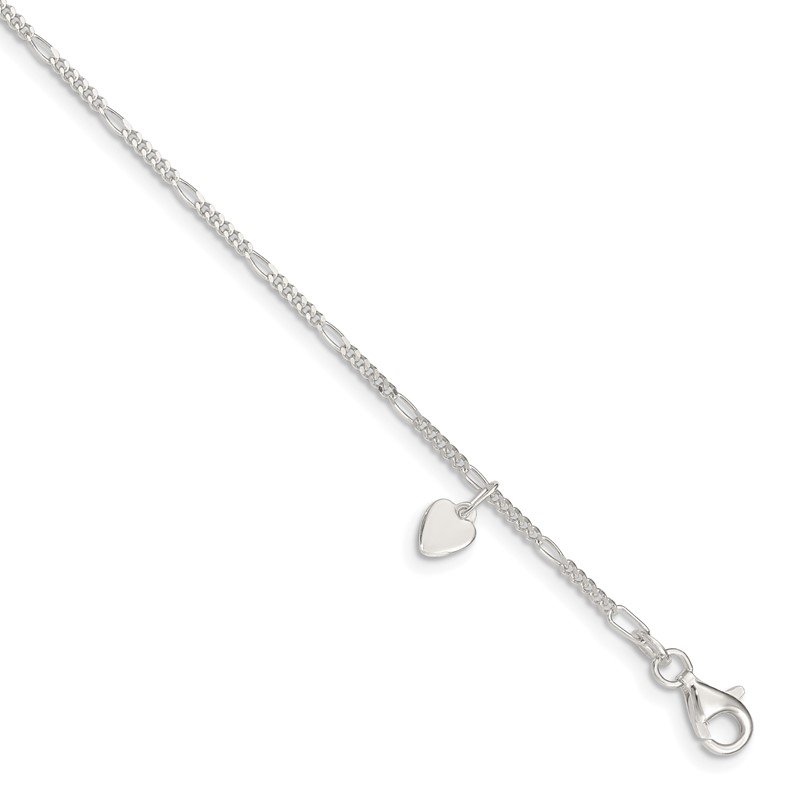 Quality Gold Sterling Silver Heart Dangle Anklet
