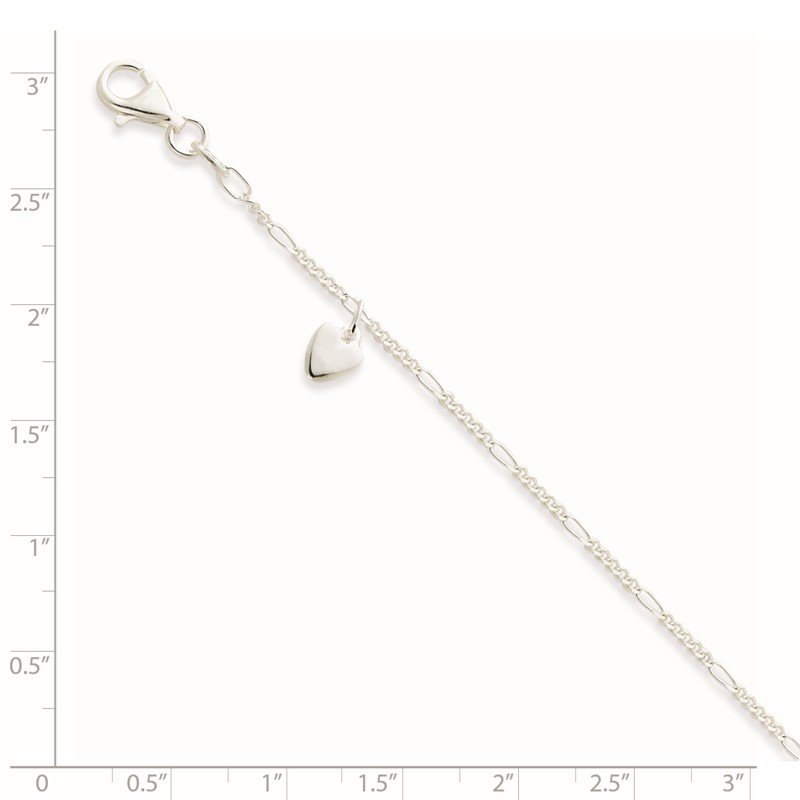 Quality Gold Sterling Silver Heart Dangle Anklet
