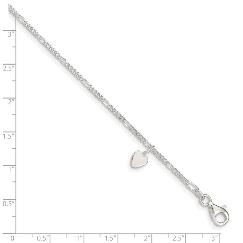 Quality Gold Sterling Silver Heart Dangle Anklet