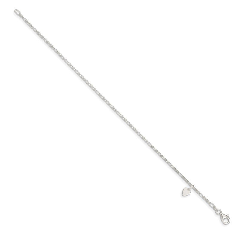 Quality Gold Sterling Silver Heart Dangle Anklet