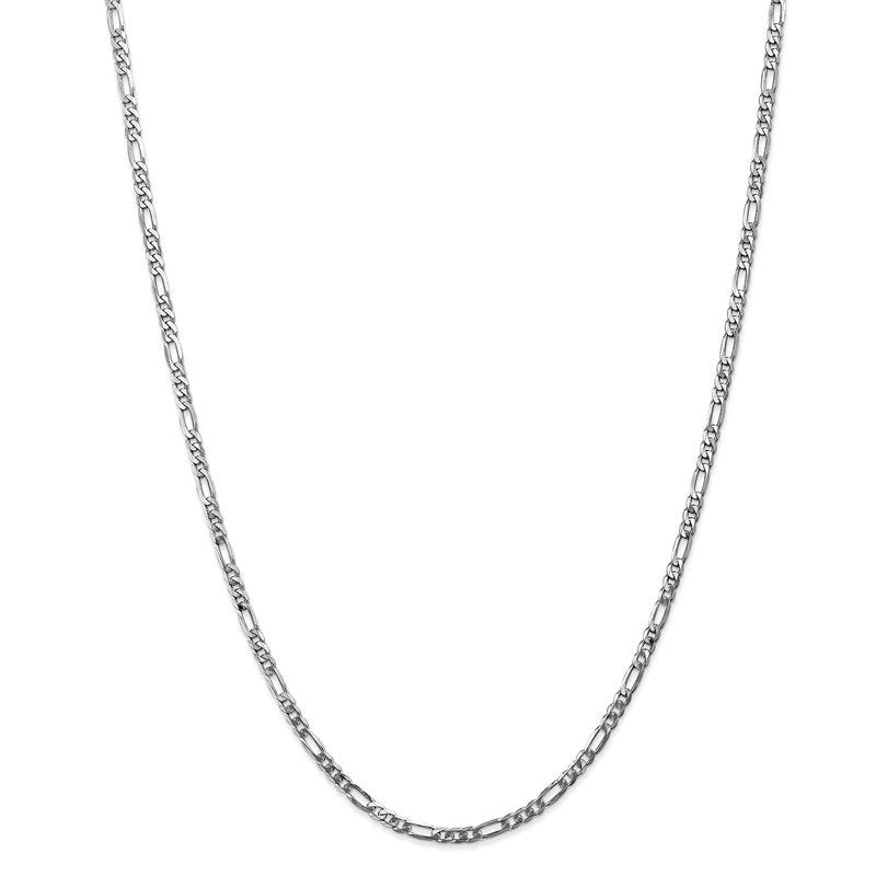 Quality Gold 14K White Gold 10 inch 3mm Flat Figaro with Lobster Clasp Anklet