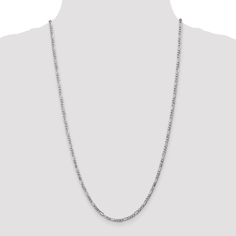 Quality Gold 14K White Gold 10 inch 3mm Flat Figaro with Lobster Clasp Anklet