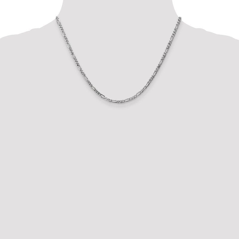 Quality Gold 14K White Gold 10 inch 3mm Flat Figaro with Lobster Clasp Anklet