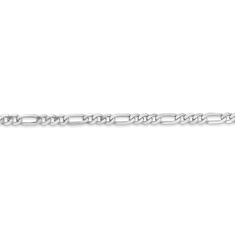 Quality Gold 14K White Gold 10 inch 3mm Flat Figaro with Lobster Clasp Anklet