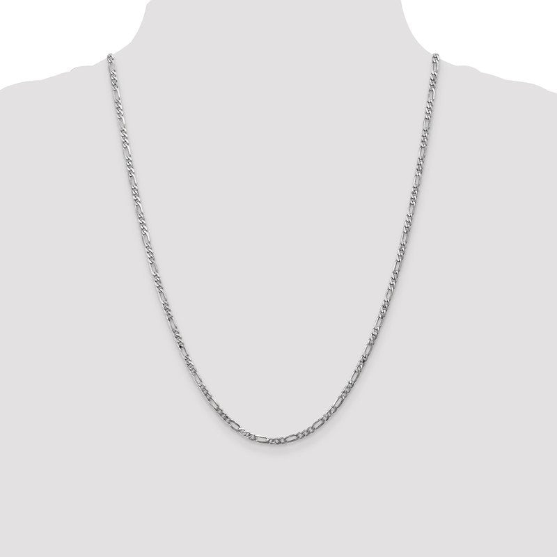 Quality Gold 14K White Gold 10 inch 3mm Flat Figaro with Lobster Clasp Anklet