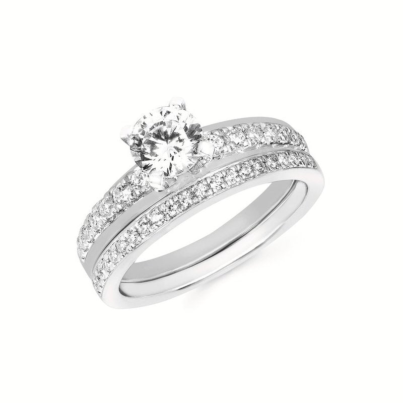 Ostbye Modern Bridal: 1/4 Ctw. Diamond Semi Mount shown with 3/4 Ct. Round Center Diamond in 14K Gold